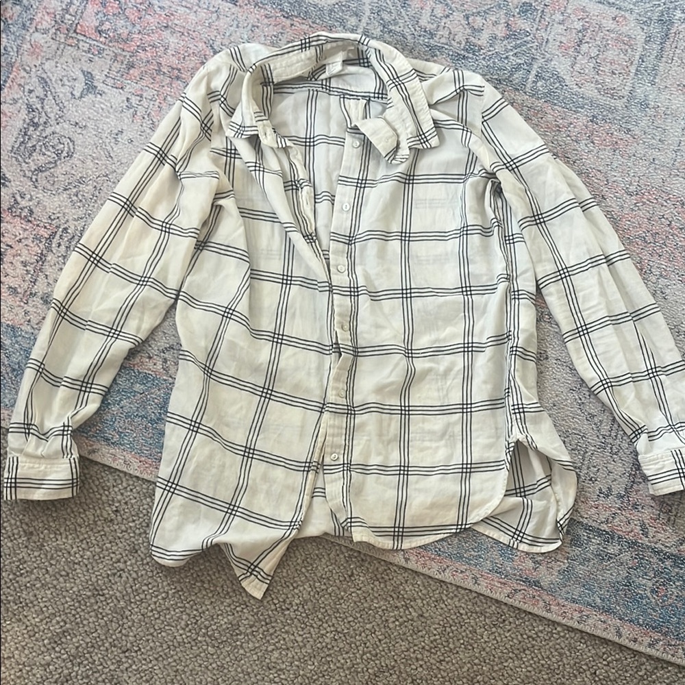 H&M Cream and Black Checkered Shirt